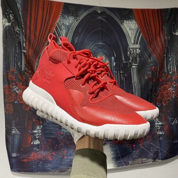 Adidas Tubular X Collegiate Red White Trainers Men Size 11 S77842 - Sneaker - Picture 1 of 7